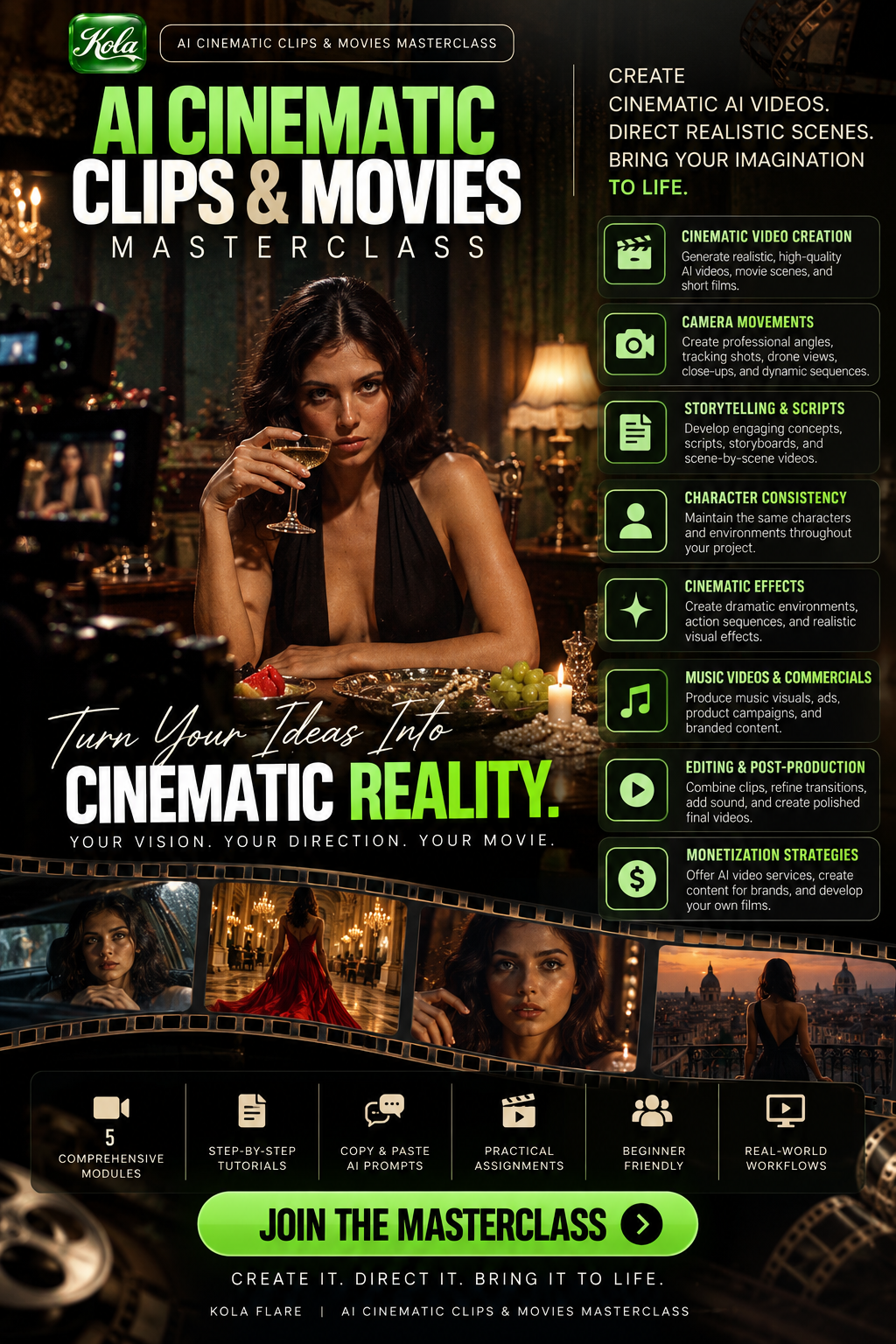 AI CINEMATIC CLIPS & MOVIES MASTERCLASS COURSE